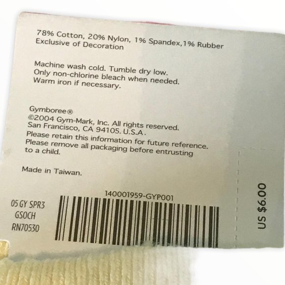Gymboree Vintage 4-6 Years Red Label Yellow Socks - Picture 2 of 3